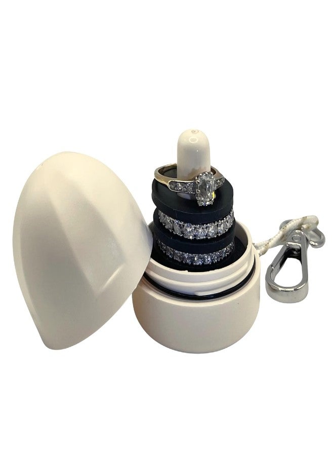 RING THING - Ring Holder Keychain, Jewelry Organizer and Storage, Portable Waterproof Jewelry Holder, Pill Box Keychain Container, Gym Accessory, and Travel Ring Case (Vanilla) - Image 1